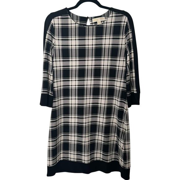 MICHAEL KORS Black and White Plaid Pullover Mini Dress 60s Style (P\M) - Picture 4 of 14